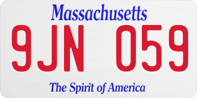 MA license plate 9JN059
