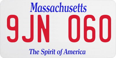 MA license plate 9JN060