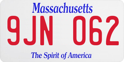 MA license plate 9JN062