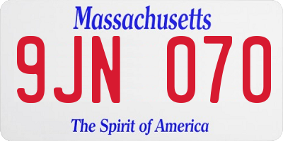 MA license plate 9JN070