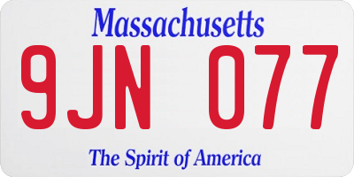 MA license plate 9JN077