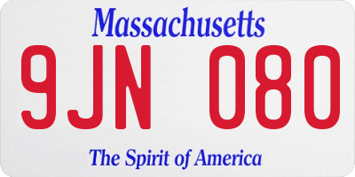 MA license plate 9JN080