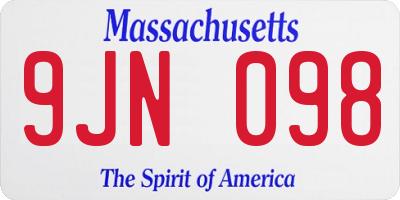 MA license plate 9JN098