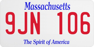 MA license plate 9JN106