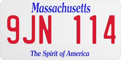 MA license plate 9JN114