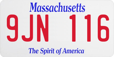 MA license plate 9JN116
