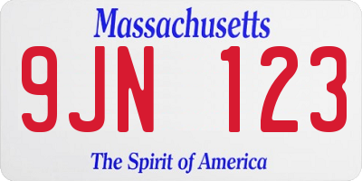 MA license plate 9JN123