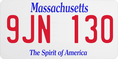 MA license plate 9JN130