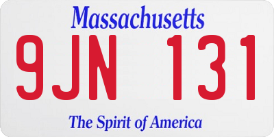 MA license plate 9JN131