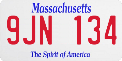 MA license plate 9JN134