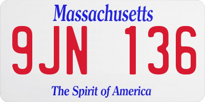 MA license plate 9JN136