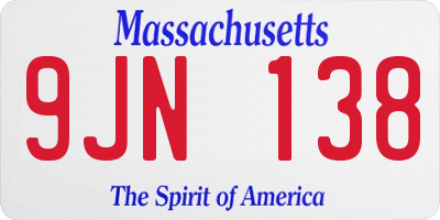 MA license plate 9JN138