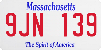 MA license plate 9JN139