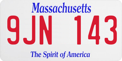 MA license plate 9JN143
