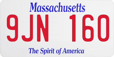 MA license plate 9JN160
