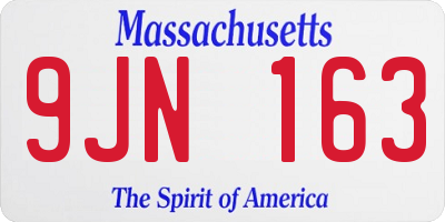 MA license plate 9JN163