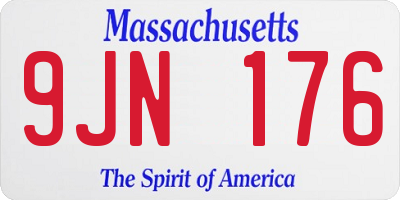 MA license plate 9JN176
