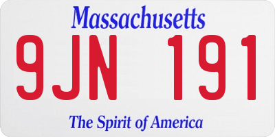 MA license plate 9JN191