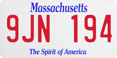 MA license plate 9JN194