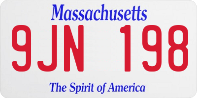 MA license plate 9JN198