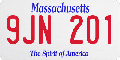 MA license plate 9JN201