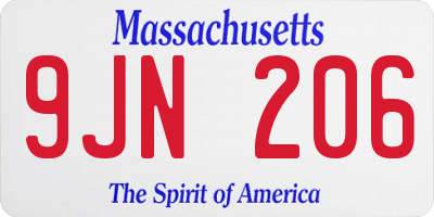 MA license plate 9JN206
