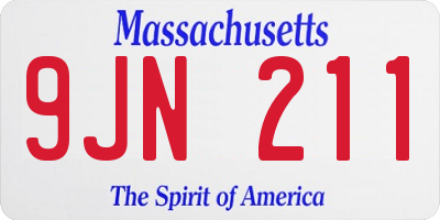 MA license plate 9JN211