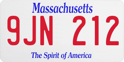 MA license plate 9JN212