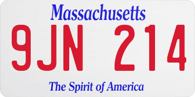 MA license plate 9JN214