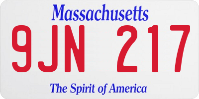 MA license plate 9JN217