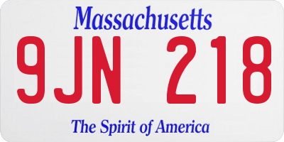 MA license plate 9JN218