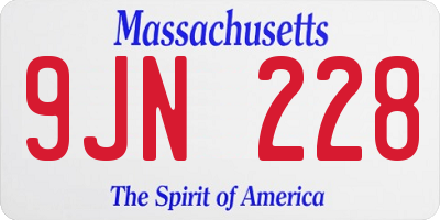 MA license plate 9JN228
