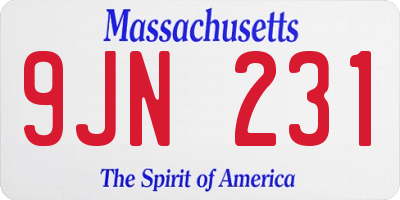 MA license plate 9JN231