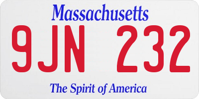 MA license plate 9JN232