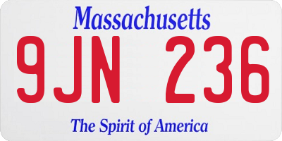 MA license plate 9JN236