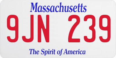 MA license plate 9JN239