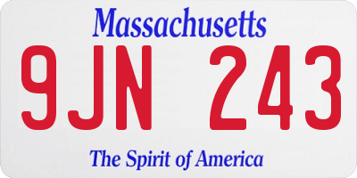 MA license plate 9JN243