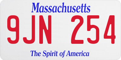 MA license plate 9JN254