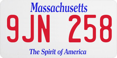 MA license plate 9JN258