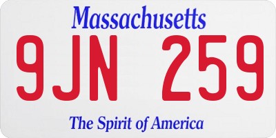 MA license plate 9JN259