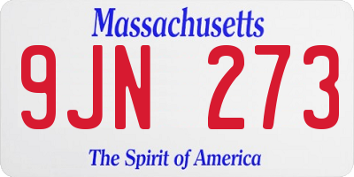 MA license plate 9JN273