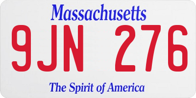 MA license plate 9JN276