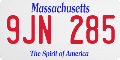 MA license plate 9JN285