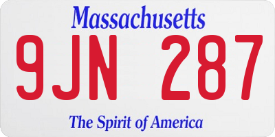 MA license plate 9JN287
