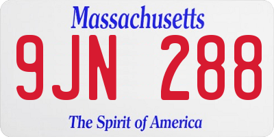 MA license plate 9JN288