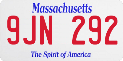 MA license plate 9JN292