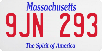 MA license plate 9JN293