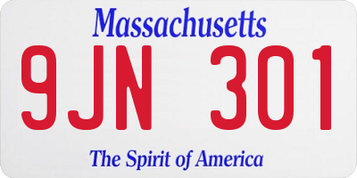 MA license plate 9JN301