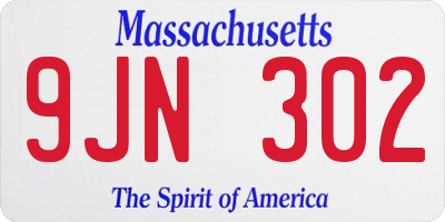 MA license plate 9JN302