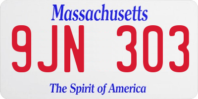 MA license plate 9JN303